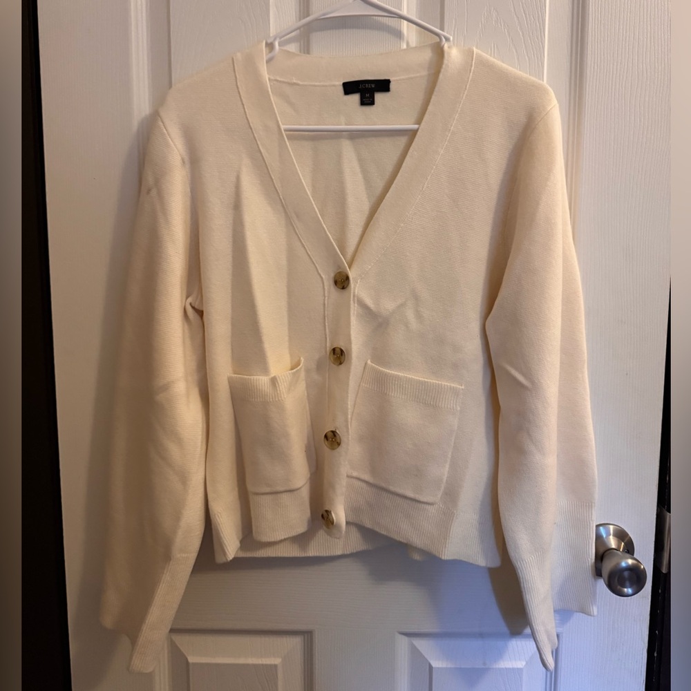 J.Crew Cream Button-Up Cardigan